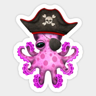 Cute Pink Baby Octopus Pirate Sticker